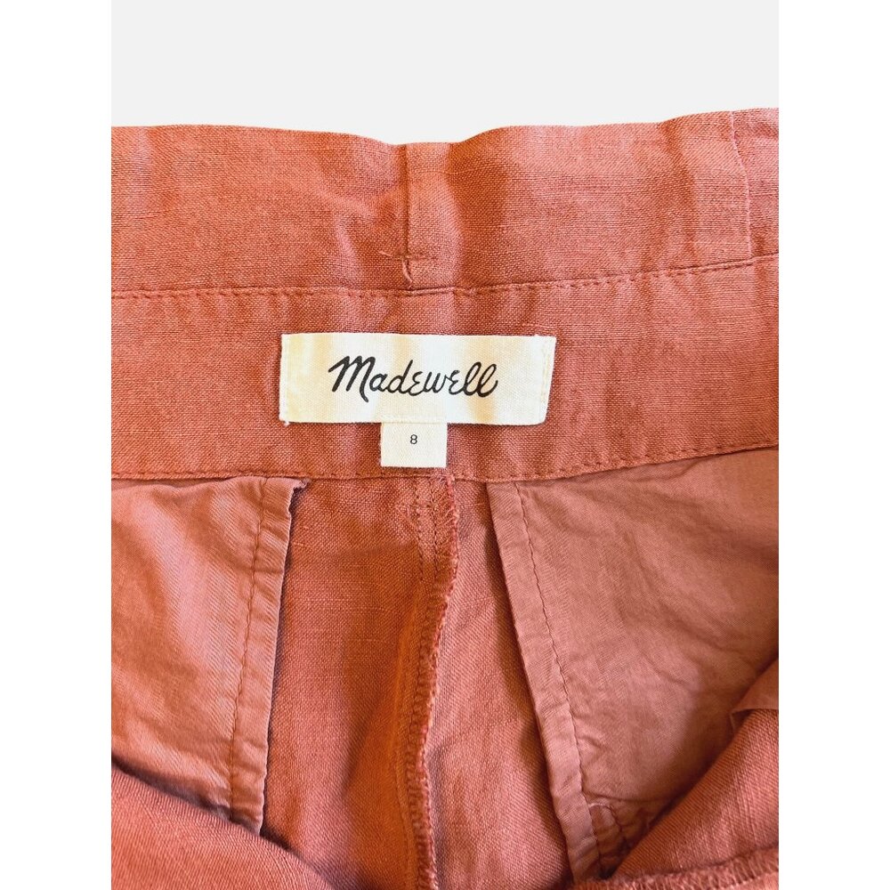 Madewell Womens Linen-Blend Paperbag Pants Trousers Relaxed Fit Cropped Length 8 - Picture 13 of 16